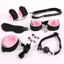 Load image into Gallery viewer, Nylon Erotic Sex Toys For Adults Sex Handcuffs Nipple Clamps Whip Mouth Gag Sex Mask Silicon Anal Plug Bdsm Bondage Set