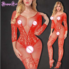 Load image into Gallery viewer, Erotic Women Lace Seduction V Shape Crotchless Bodystocking Honeymoon Costumes Babydoll Nighties Catsuit Lingerie Latex Jumpsuit