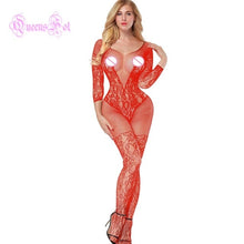 Load image into Gallery viewer, Erotic Women Lace Seduction V Shape Crotchless Bodystocking Honeymoon Costumes Babydoll Nighties Catsuit Lingerie Latex Jumpsuit