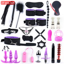 Load image into Gallery viewer, 25 PCS Sex Toys For Women G Spot Dildo Vibratorn Butt Anal Plug Penis Cover Slave Games Handcuffs for Sex Whip Bdsm Bondage Set
